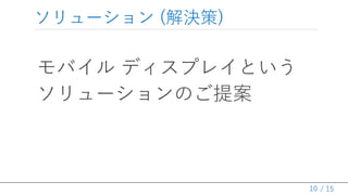 / 15
ソリューション (解決策)
モバイル ディスプレイという
ソリューションのご提案
10
 