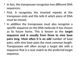 Transposition Inverted Sequences Mobile DNA, what is it? Full presentation | PPTX