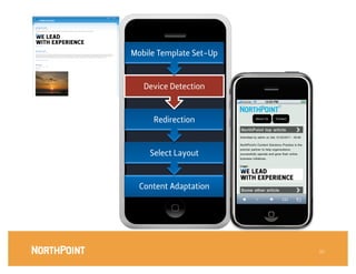 Mobile Template Set-Up


   Device Detection


     Redirection


    Select Layout


  Content Adaptation




           ...