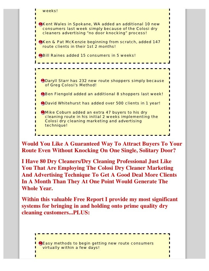 Mobile dry cleaning business