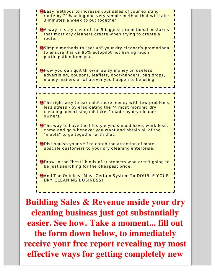 Mobile dry cleaning business