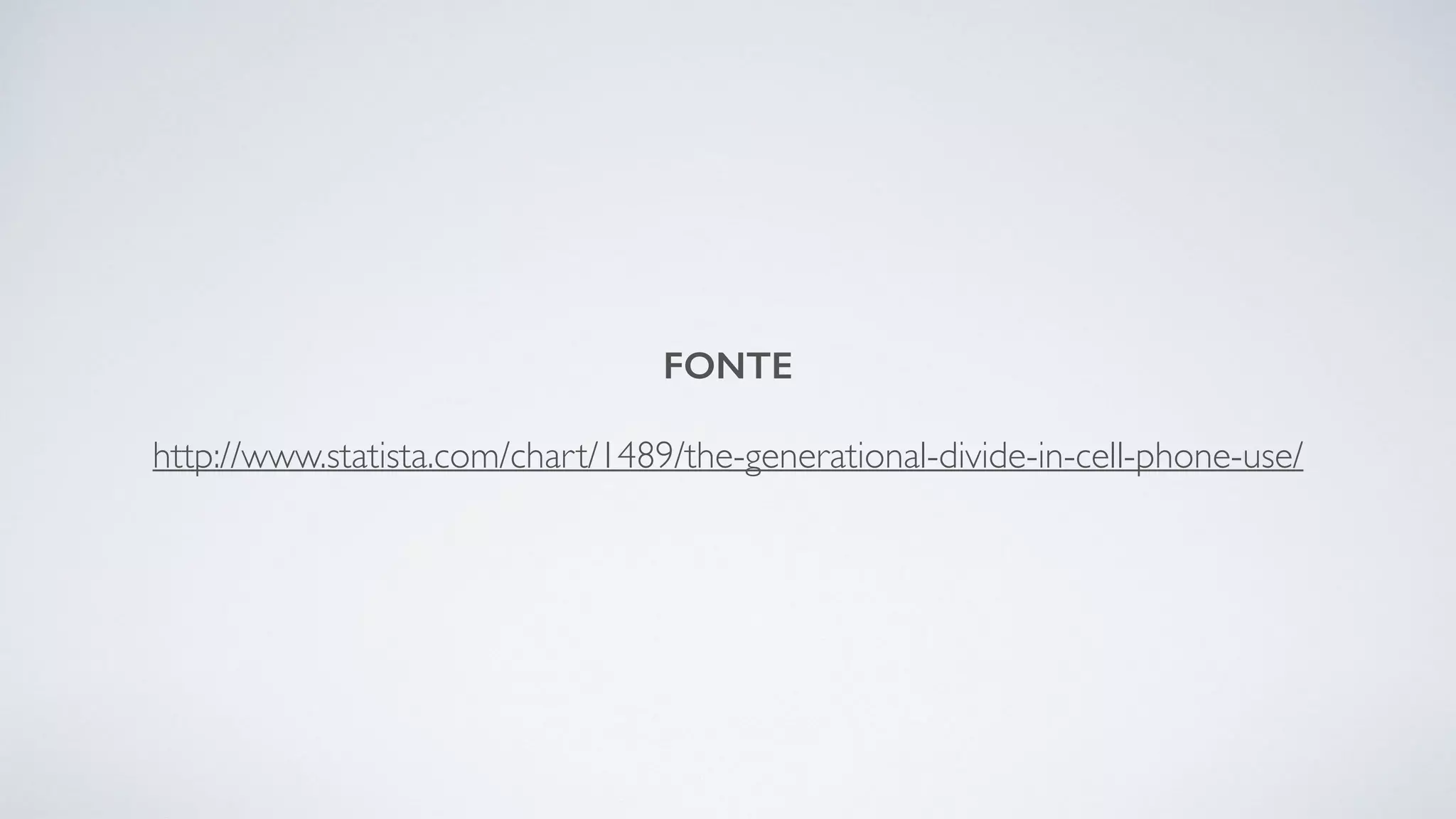 FONTE
http://www.statista.com/chart/1489/the-generational-divide-in-cell-phone-use/
 