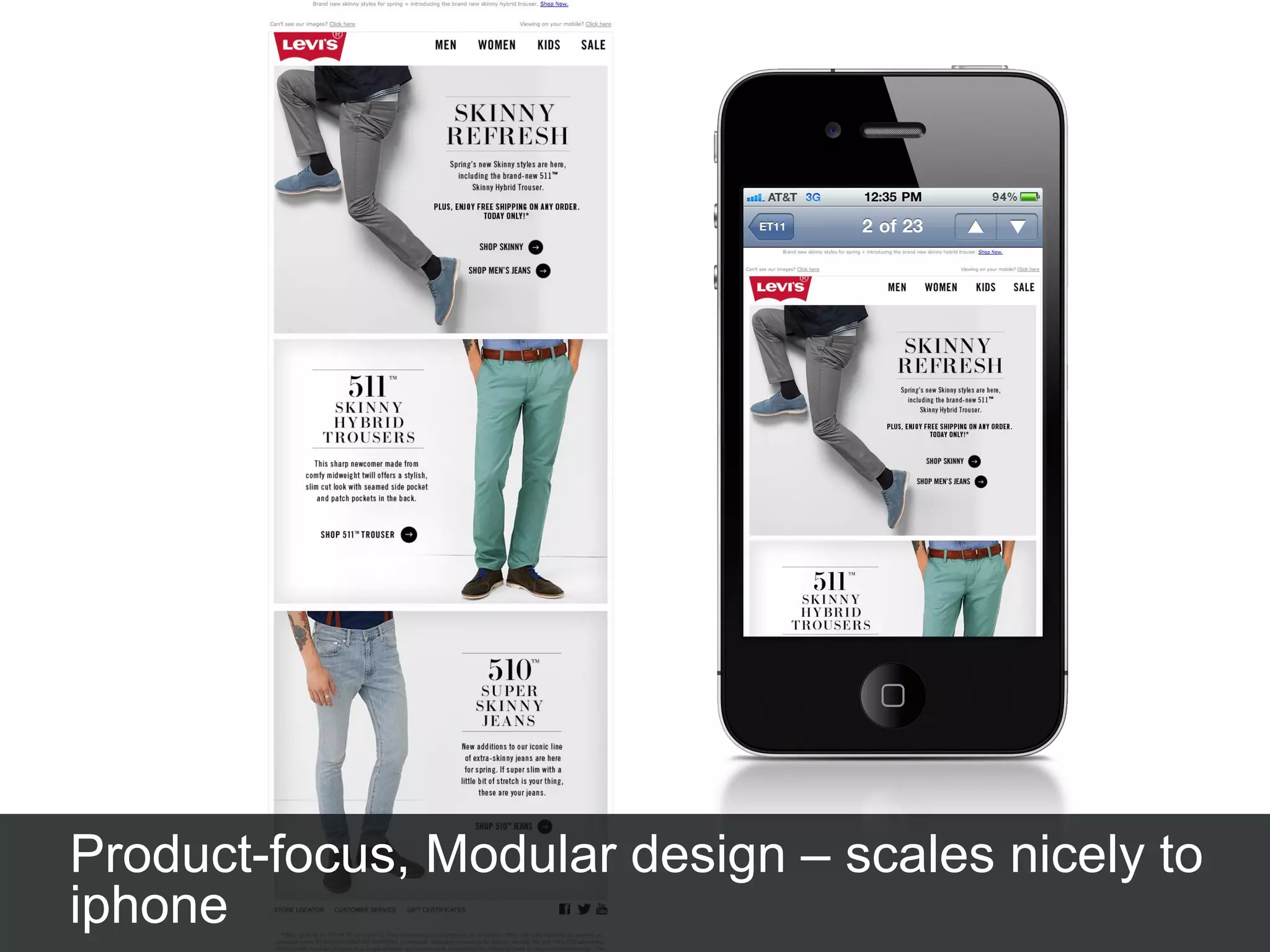 Product-focus, Modular design – scales nicely to
iphone
 