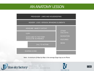 AN ANATOMY LESSON




Note: A minimum of 44px by 44px is the average finger tap on an iPhone




                                                                         19
 