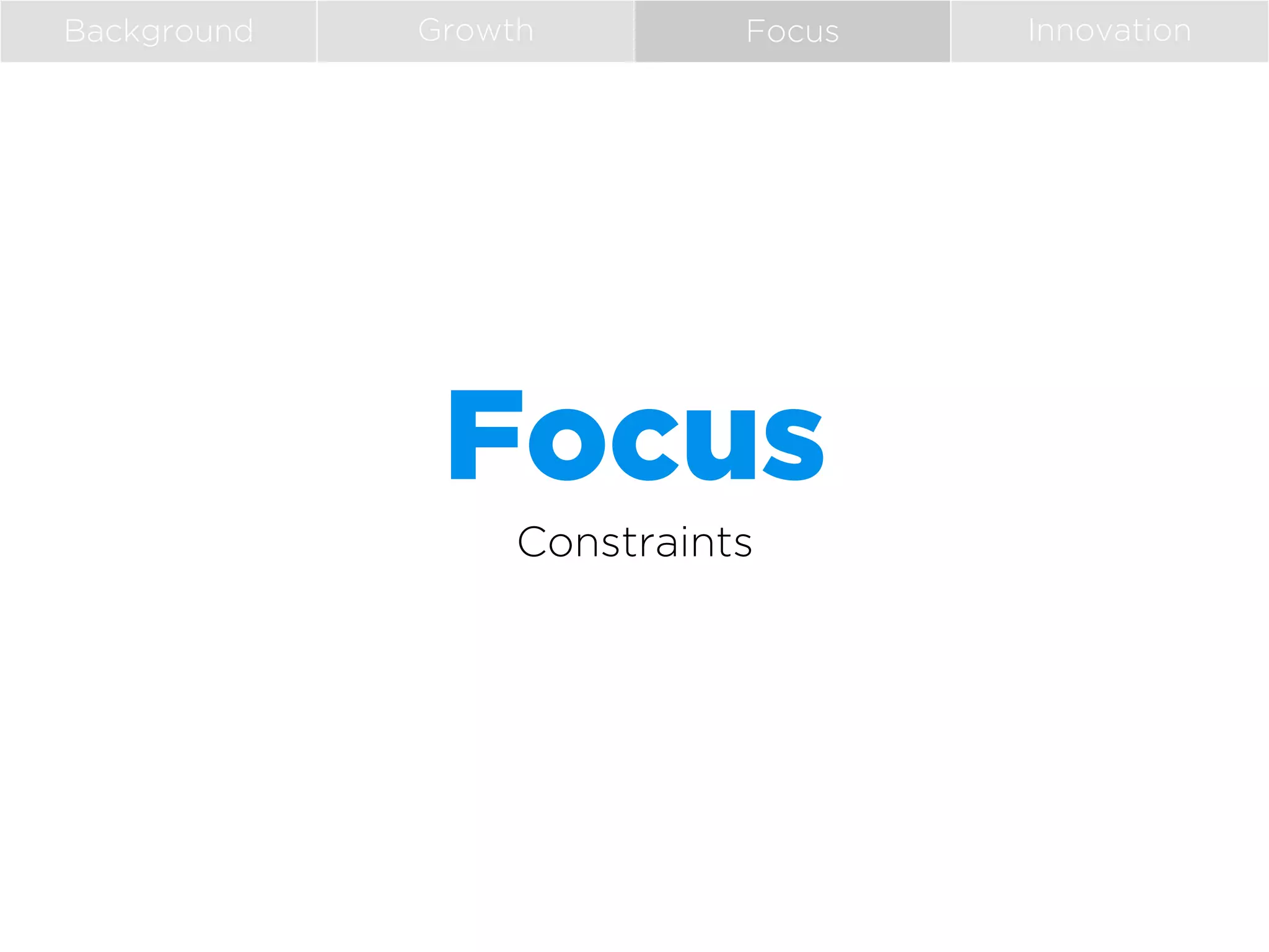 Background

Growth

Focus

Focus
Constraints

Innovation

 