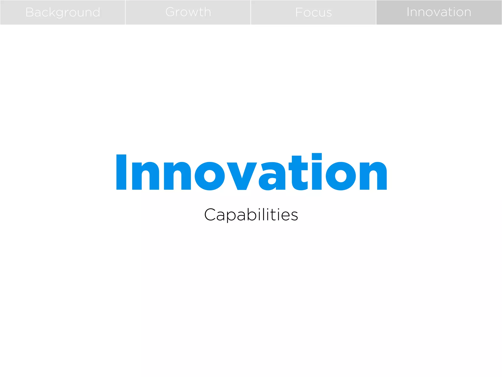 Background

Growth

Focus

Innovation
Capabilities

Innovation

 