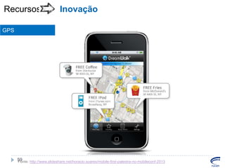 Recursos

Inovação

GPS

59
Fonte: http://www.slideshare.net/horacio.soares/mobile-first-palestra-no-mobileconf-2013

 