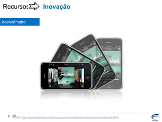 Recursos

Inovação

Acelerômetro

60
Fonte: http://www.slideshare.net/horacio.soares/mobile-first-palestra-no-mobileconf-2013

 