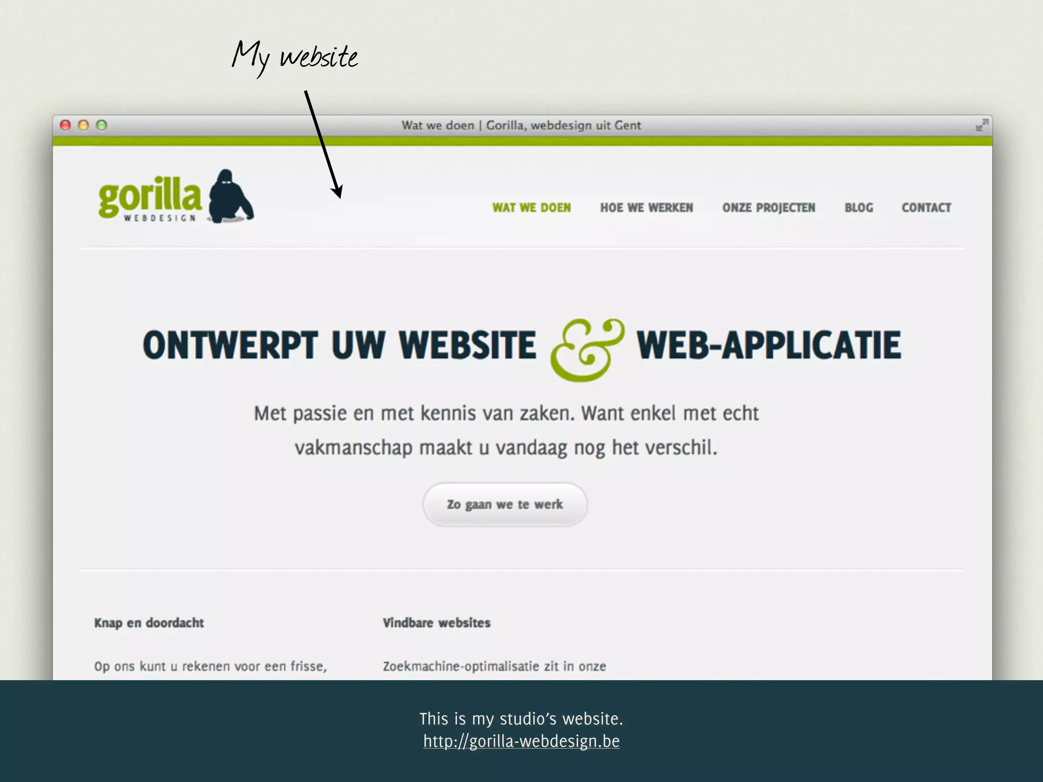 My website




             This is my studio’s website.
             http://gorilla-webdesign.be
 