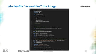 © 2016 IBM Corporation 53@ajaychebbi
IBM Mobile/dockerfile “assembles” the image
 