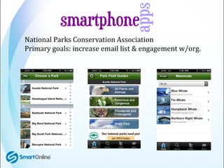 National Parks Conservation Association
Primary goals: increase email list & engagement w/org.
 