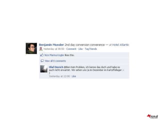 TOURISMUSBESPRECHUNGSR
UM
TOURISMUSBESPRECHUNGSRAU
M
ncm.at – Net Communication Management Gmbh
Aigner Straße 55a I 5026 Salzburg I Austira I www.ncm.at
info@ncm.at I T: +43 (0) 662 644 688 I F: +43 (0) 662 644 688-88
AGENDA
I Full Service Internet Agentur
I „online“ seit 1996
I größte touristische Internetagentur
I über 700 realisierte Projekte
I 28 feste Mitarbeiter
I über 100 Kunden im WebMarketing
 