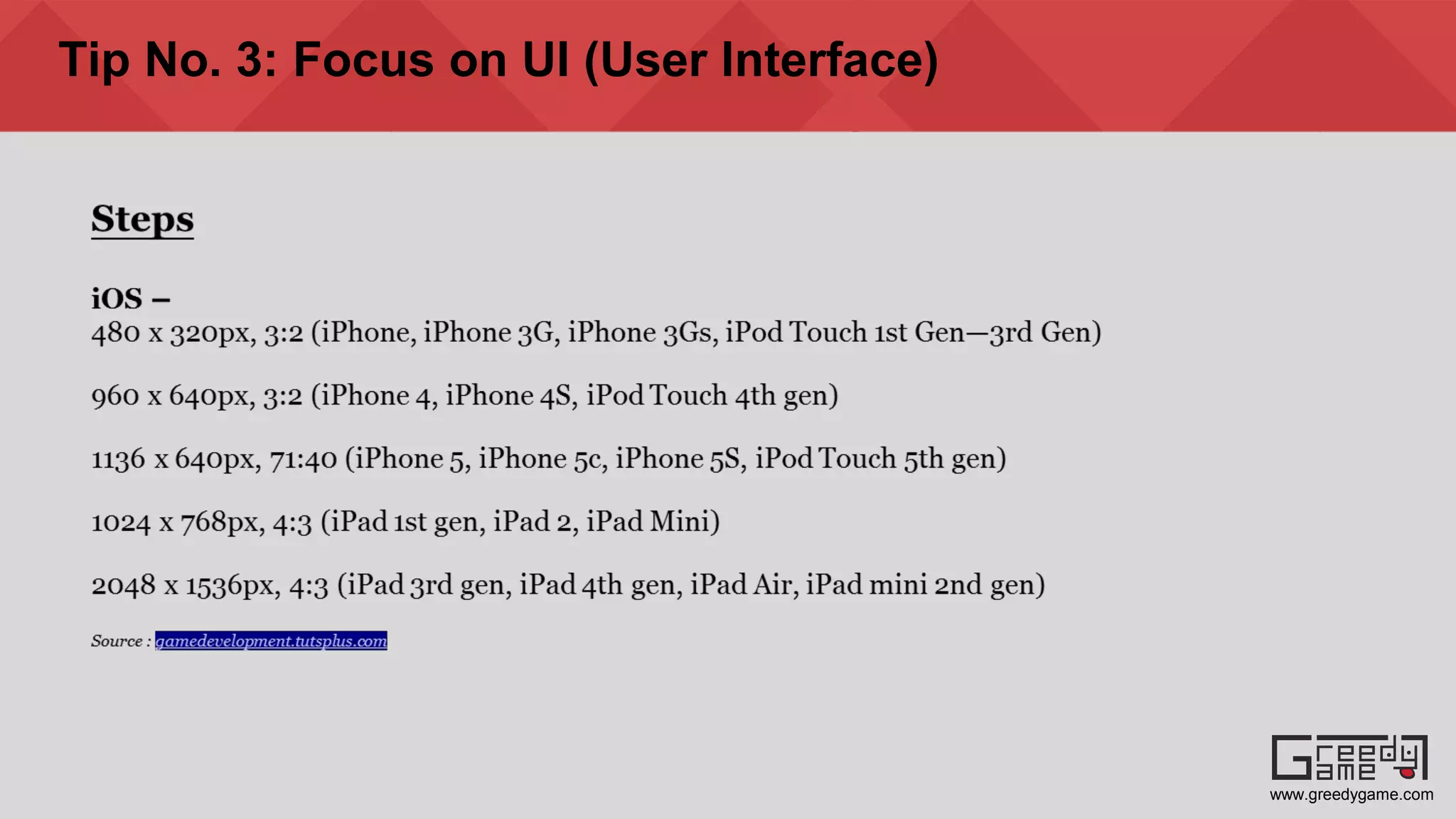 Tip No. 3: Focus on UI (User Interface)
www.greedygame.com
 