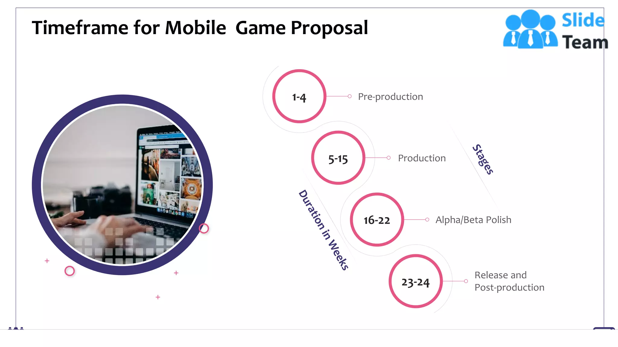 Timeframe for Mobile Game Proposal
8
Pre-production
Release and
Post-production
Alpha/Beta Polish
Production
23-24
16-22
5-15
1-4
This slide is 100% editable. Adapt it to your needs and capture your audience's attention.
 