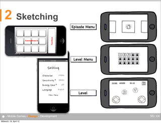 2

Sketching

● - Mobile Games - Design - Development
Mittwoch, 18. April 12

55 / XX

 