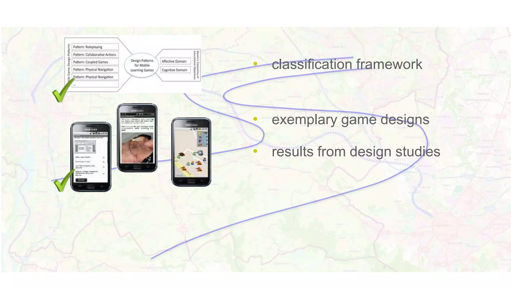 • classification framework
• exemplary game designs
• results from design studies