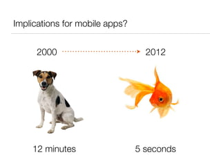 Implications for mobile apps?


     2000                         2012




    12 minutes                  5 seconds
 