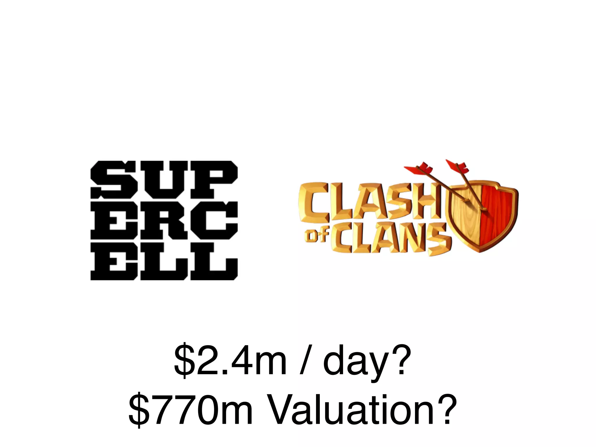$2.4m / day?"
$770m Valuation?"
 