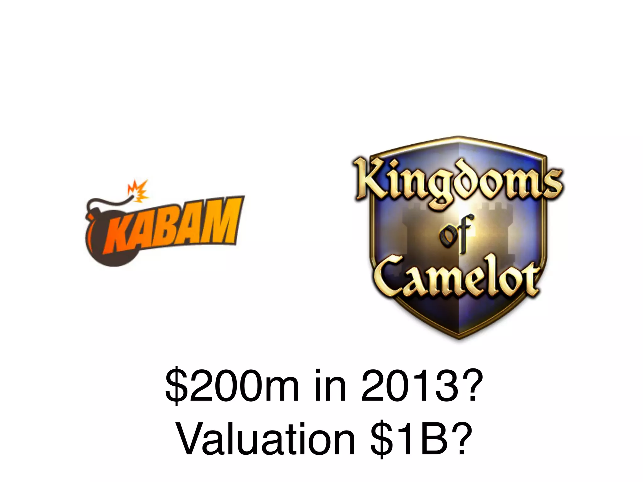 $200m in 2013?"
Valuation $1B?"
 
