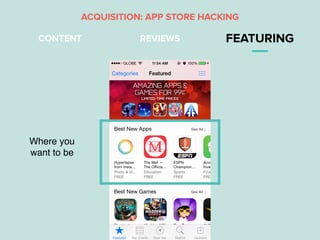 CONTENT REVIEWS FEATURING
Where you
want to be
ACQUISITION: APP STORE HACKING
 
