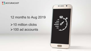 12 months to Aug 2019
10 million clicks
100 ad accounts
 