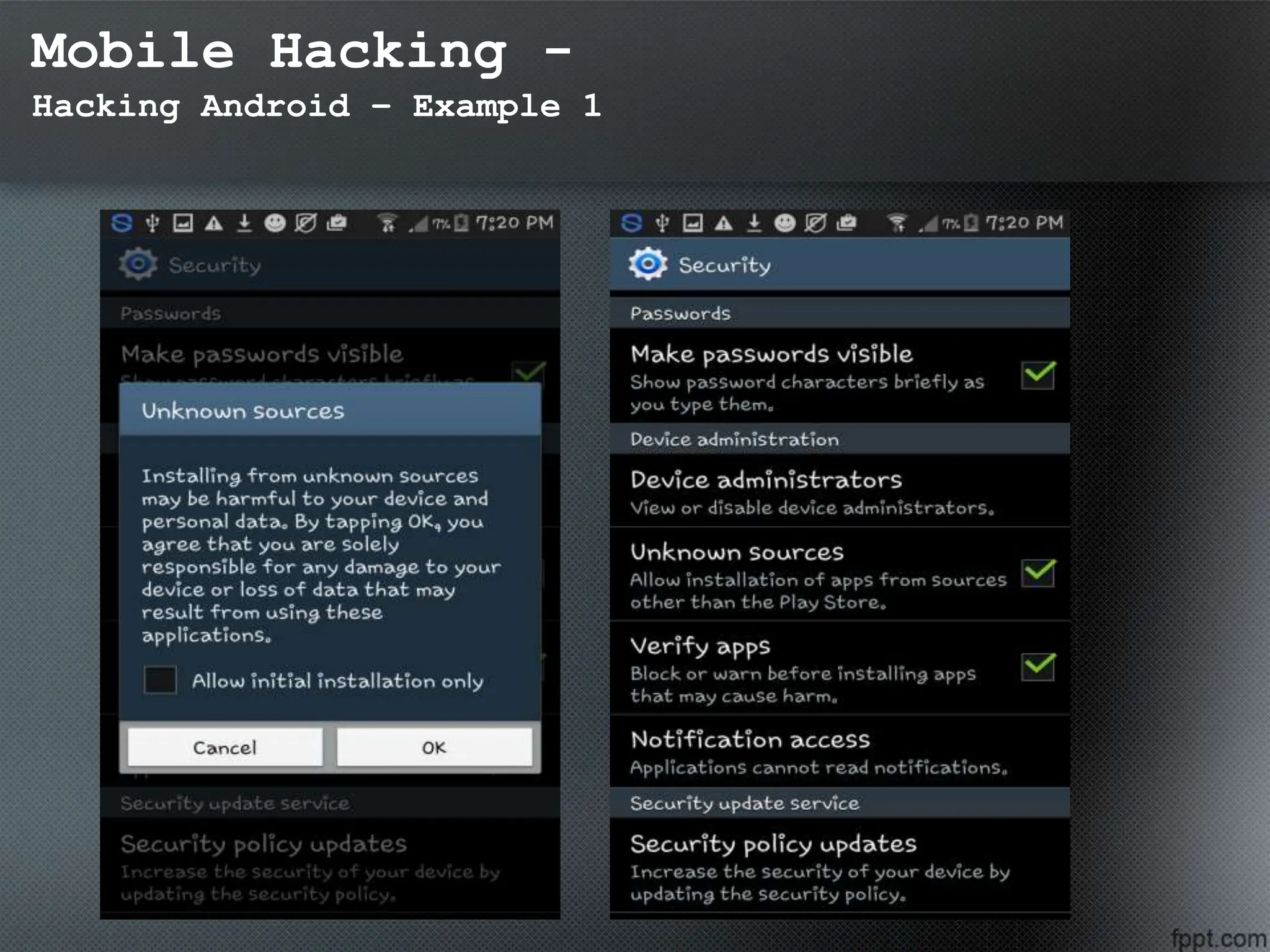 Mobile Hacking -
Hacking Android – Example 1
 