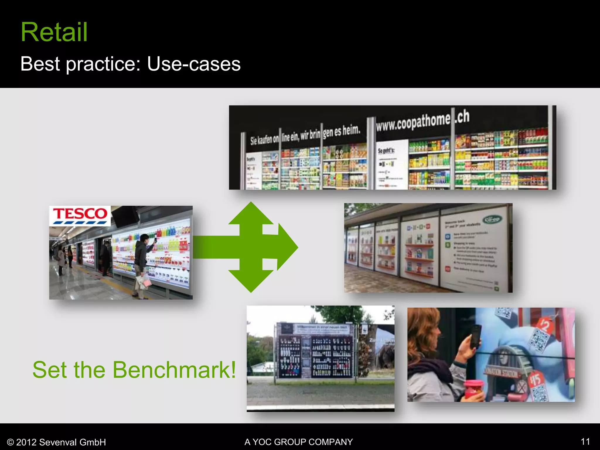 Retail
  Best practice: Use-cases




     Set the Benchmark!

© 2012 Sevenval GmbH         A YOC GROUP COMPANY   11
 