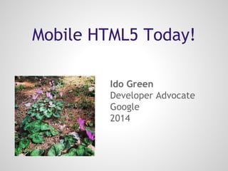 Mobile HTML5 Today!
Ido Green
Developer Advocate
Google
2014
 