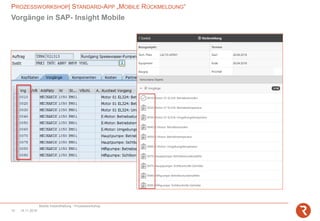 PROZESSWORKSHOP| STANDARD-APP „MOBILE RÜCKMELDUNG“
Mobile Instandhaltung - Prozessworkshop
14.11.201810
Vorgänge in SAP- Insight Mobile
 