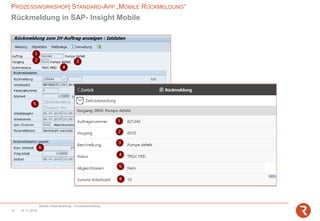 PROZESSWORKSHOP| STANDARD-APP „MOBILE RÜCKMELDUNG“
Mobile Instandhaltung - Prozessworkshop
14.11.201812
Rückmeldung in SAP- Insight Mobile
 