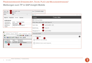 PROZESSWORKSHOP| STANDARD-APP „TECHN. PLATZ UND MELDUNGSERFASSUNG“
Mobile Instandhaltung - Prozessworkshop
14.11.20183
Meldungen zum TP in SAP-Insight Mobile
 