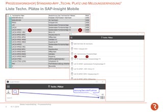 PROZESSWORKSHOP| STANDARD-APP „TECHN. PLATZ UND MELDUNGSERFASSUNG“
Mobile Instandhaltung - Prozessworkshop
14.11.20185
Liste Techn. Plätze in SAP-Insight Mobile
 