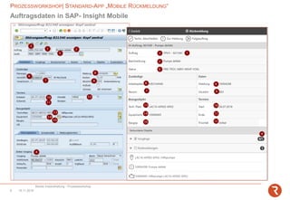 PROZESSWORKSHOP| STANDARD-APP „MOBILE RÜCKMELDUNG“
Mobile Instandhaltung - Prozessworkshop
14.11.20188
Auftragsdaten in SAP- Insight Mobile
 