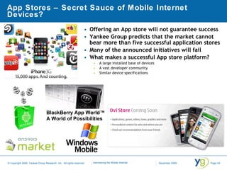 App Stores – Secret Sauce of Mobile Internet Devices? <ul><li>Offering an App store will not guarantee success </li></ul><...
