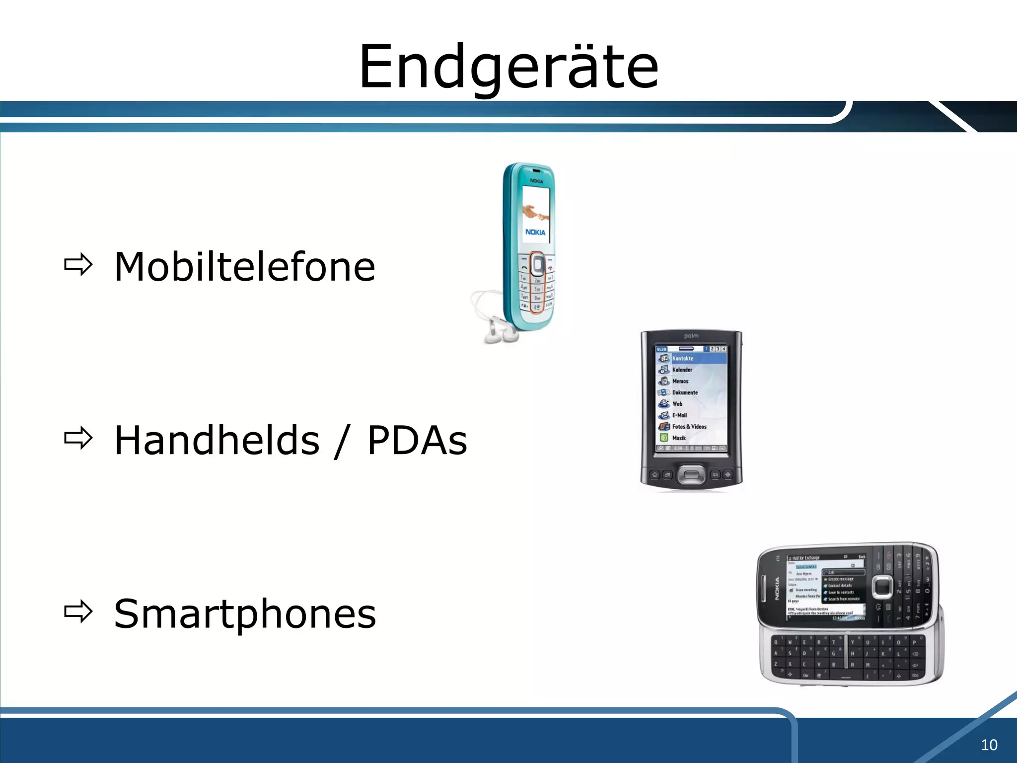 Endgeräte Mobiltelefone Handhelds / PDAs Smartphones 