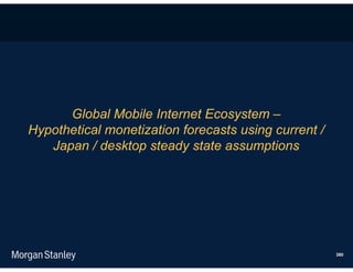Global Mobile Internet Ecosystem –
Hypothetical monetization forecasts using current /
   Japan / desktop steady state assumptions




                                                      380
 