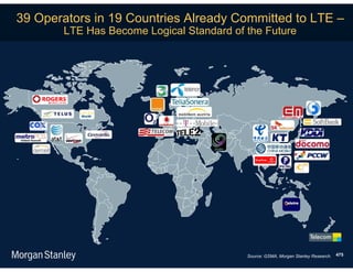 39 Operators in 19 Countries Already Committed to LTE –
       LTE Has Become Logical Standard of the Future




                                          Source: GSMA, Morgan Stanley Research.   475
 