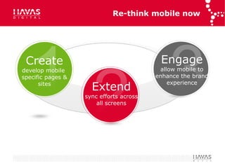 Re-think mobile now




 Create                                   Engage
develop mobile                            allow m...