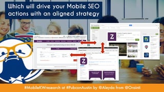 #MobileKWresearch at #PubconAustin by @Aleyda from @Orainti
Which will drive your Mobile SEO
actions with an aligned strategy
 