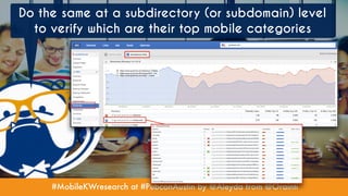 #MobileKWresearch at #PubconAustin by @Aleyda from @Orainti
Do the same at a subdirectory (or subdomain) level
to verify which are their top mobile categories
 