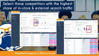 #MobileKWresearch at #PubconAustin by @Aleyda from @Orainti
Select those competitors with the highest
share of in-store & external search traffic
 