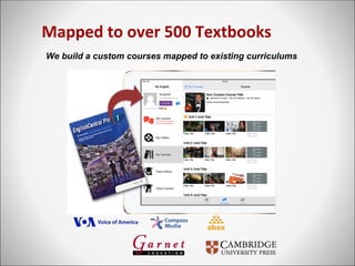 Mapped to over 500 Textbooks
We build a custom courses mapped to existing curriculums
 