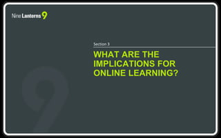 WHAT ARE THE
IMPLICATIONS FOR
ONLINE LEARNING?
Section 3
 