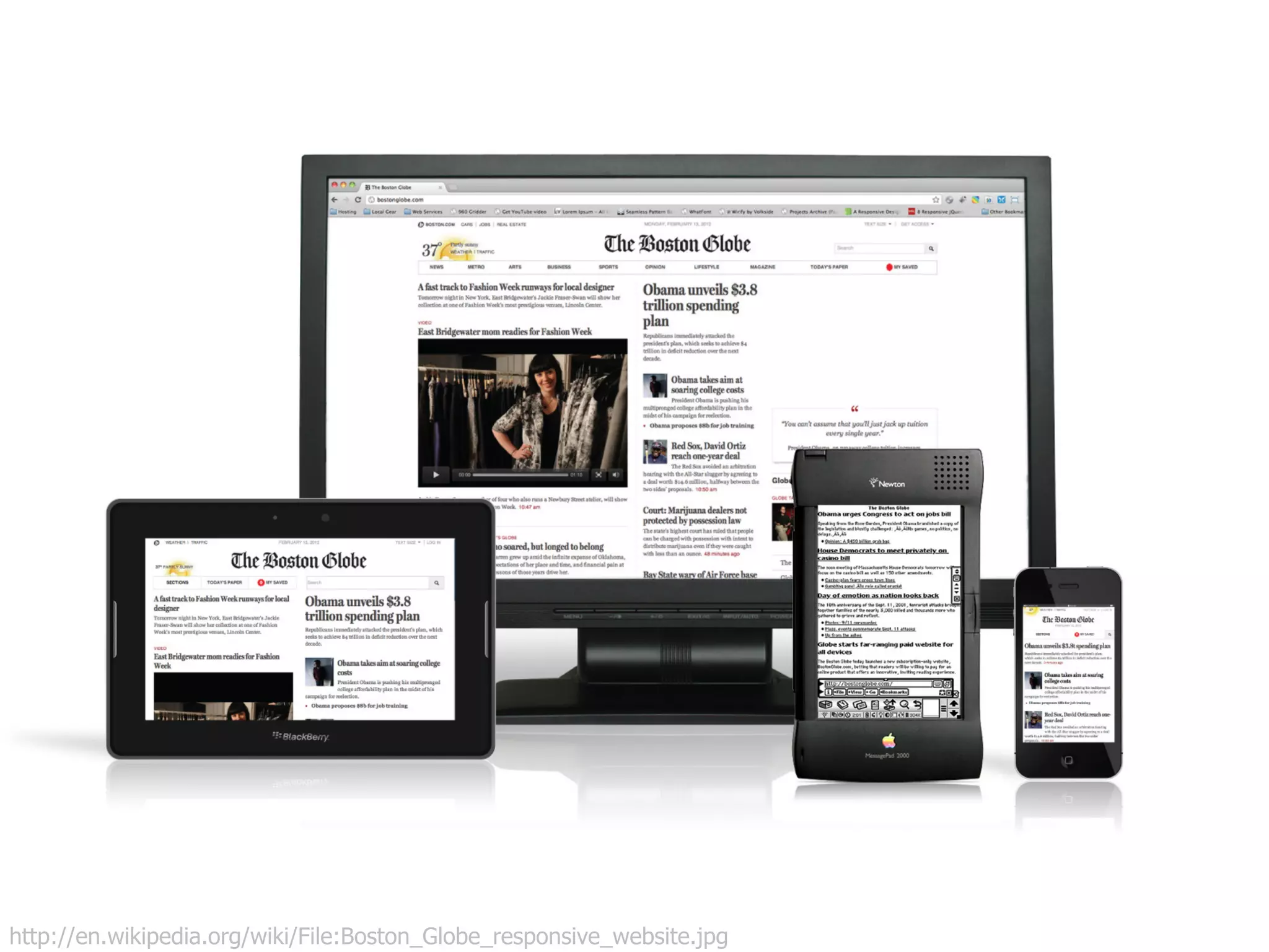 http://en.wikipedia.org/wiki/File:Boston_Globe_responsive_website.jpg
 