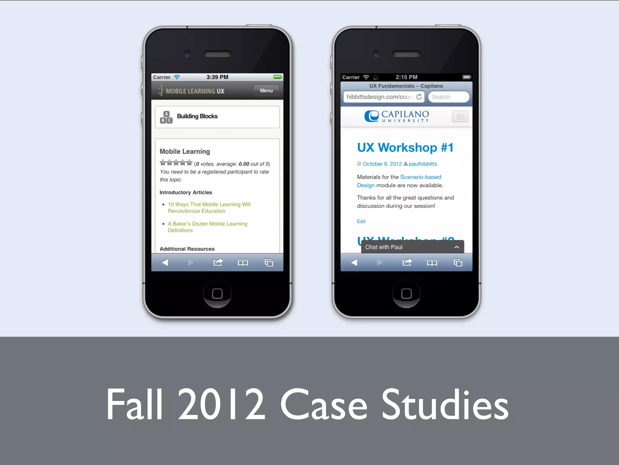 Fall 2012 Case Studies"
 