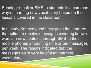 Mobile learning teaching vocabulary | PPTX