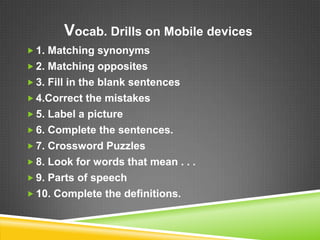 Mobile learning teaching vocabulary | PPTX