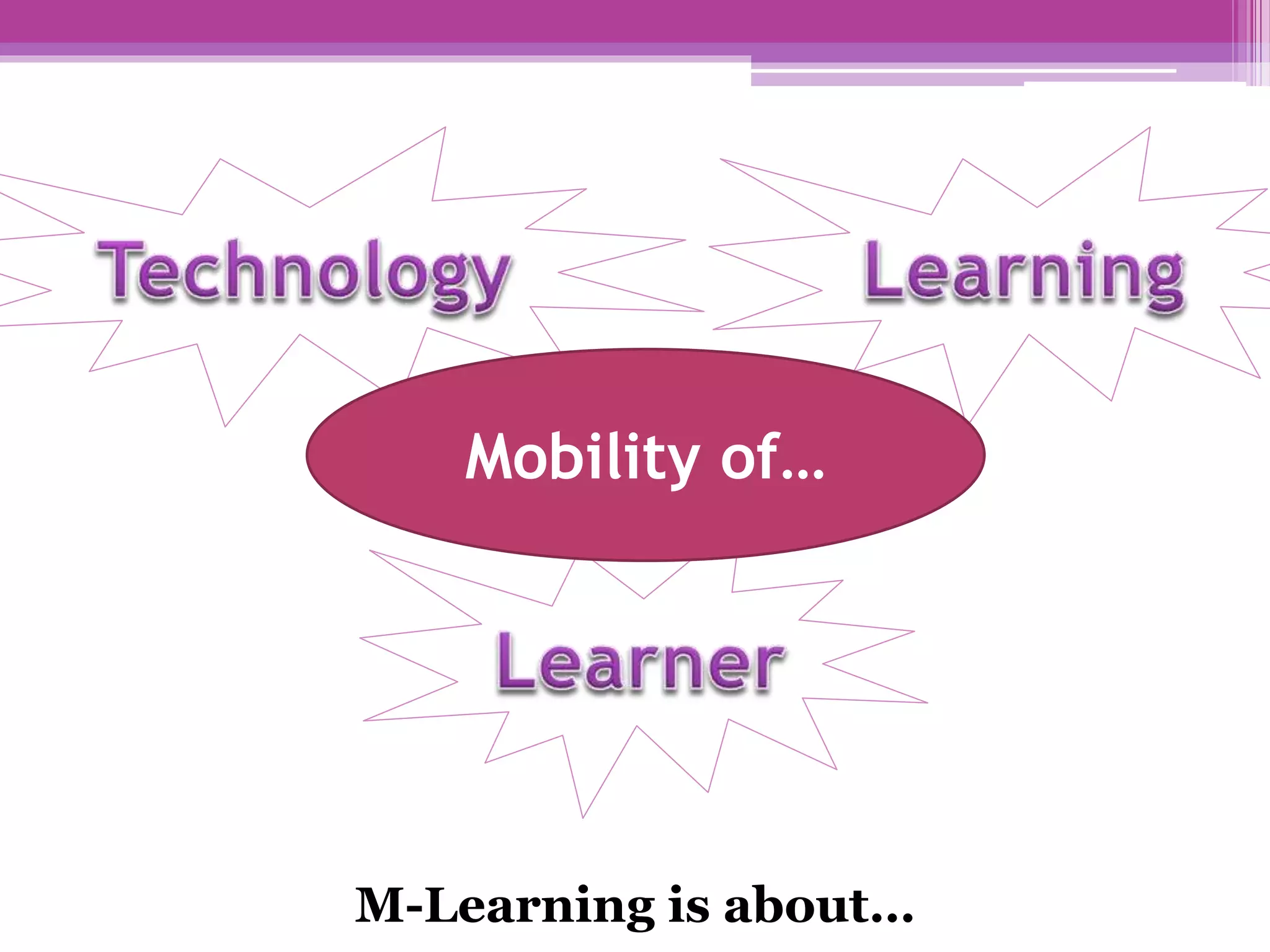 Mobility of…
M-Learning is about…
 