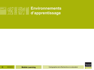 Environnements
                           d’apprentissage




20   05/04/2012   Mobile Learning   Cartographie de la Recherche en e-education
 