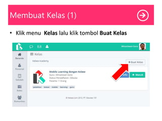 Membuat Kelas (1)
• Klik menu Kelas lalu klik tombol Buat Kelas
 